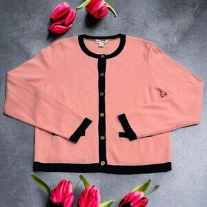 NEW Brooks Brothers Red Fleece Pink Navy & Gold Embellished Cardigan Size L